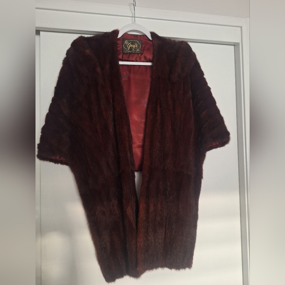 Luxurious Antique Dark Reddish Brown Fur Shrug